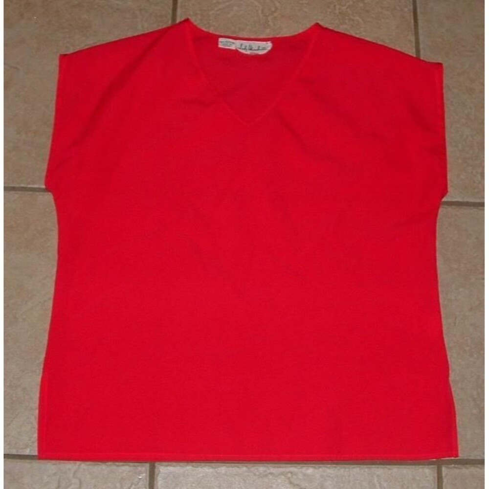 Bright Red Sz 8 Church Office Semi Sheer Shell Shirt LADY MANHATTAN